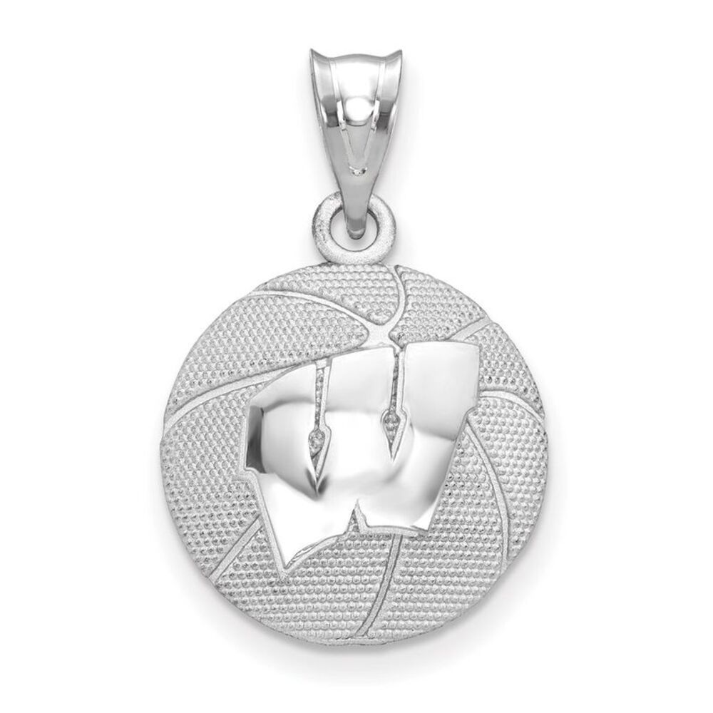 Sterling Silver University of Wisconsin MD Domed Basketball Pendant